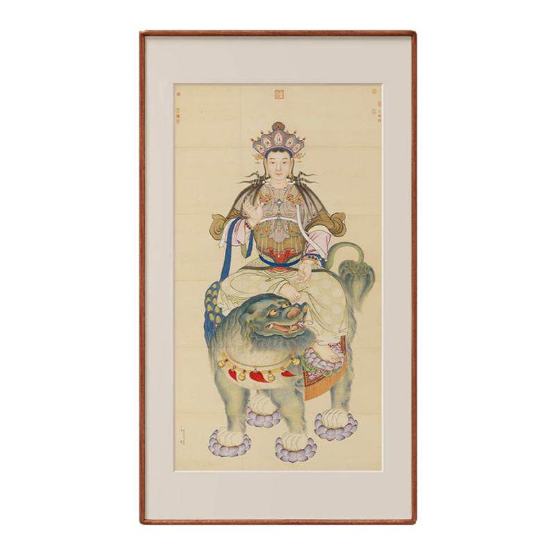 丁观鹏《文殊像》佛像挂画装饰画