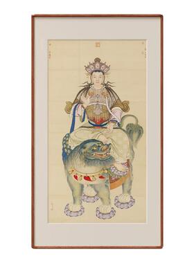 丁观鹏《文殊像》佛像挂画装饰画