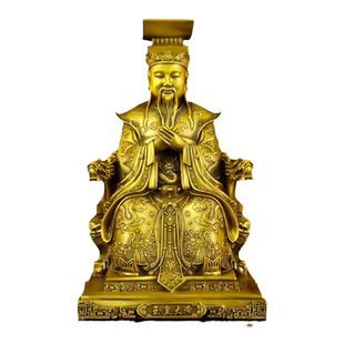 纯黄铜玉帝王母神像摆件玉皇大帝王母娘娘家用供奉佛堂客厅饰品