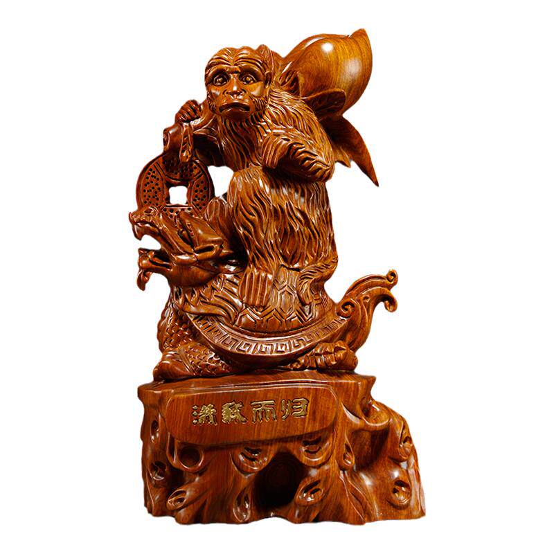 花梨木猴子摆件实木龙龟工艺品