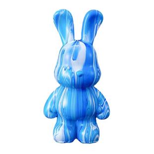 网红流体兔手工diy客厅颜料暴力熊存钱罐白坯小中大画熊繁花摆件