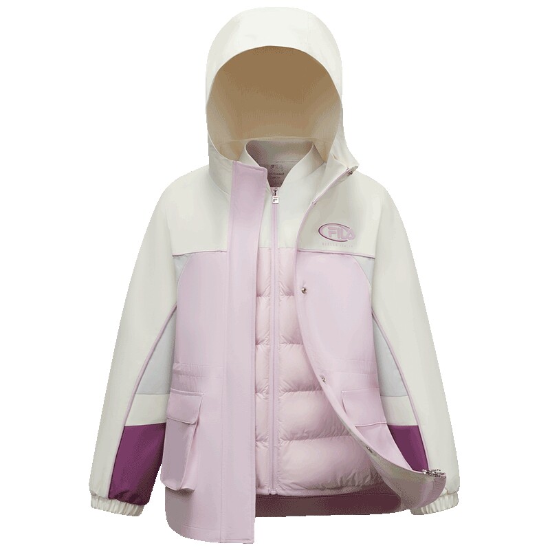 FILA KIDS斐乐童装女大童羽绒服冬款儿童保暖两件套上衣