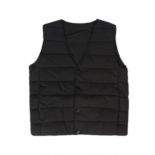 儿童轻薄羽绒马甲男女V领宽松排骨背心演出舞蹈校服大衣保暖内搭