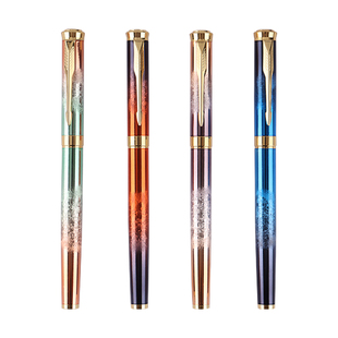 罗氏冰裂纹金属钢笔渐变色创意硬笔书法练字笔男女生成人学生用正姿可换墨囊商务办公铱金笔定制logo免费刻字