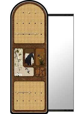 中古风洞洞板装饰画可推拉镜子画