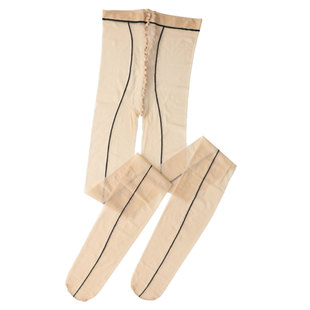 后竖线极光高腰黑丝女一线裆油亮无腰边性感超薄开裆丝袜连裤袜