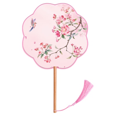 扇子古风夏天团扇儿童舞蹈专用汉服旗袍女中式随身古典拍照小圆扇