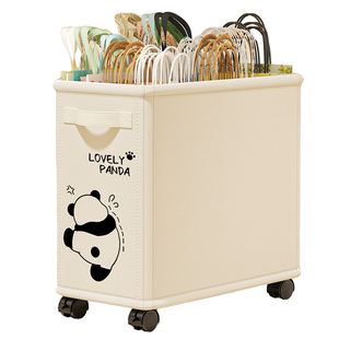 奶茶袋收纳筐可移动纸袋购物袋手提袋收纳神器小型垃圾袋置物推车