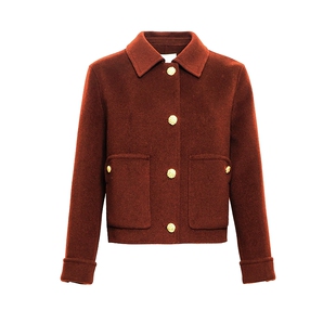 谷邦短款毛呢外套女2025冬季新款气质显瘦设计感羊毛双面呢大衣