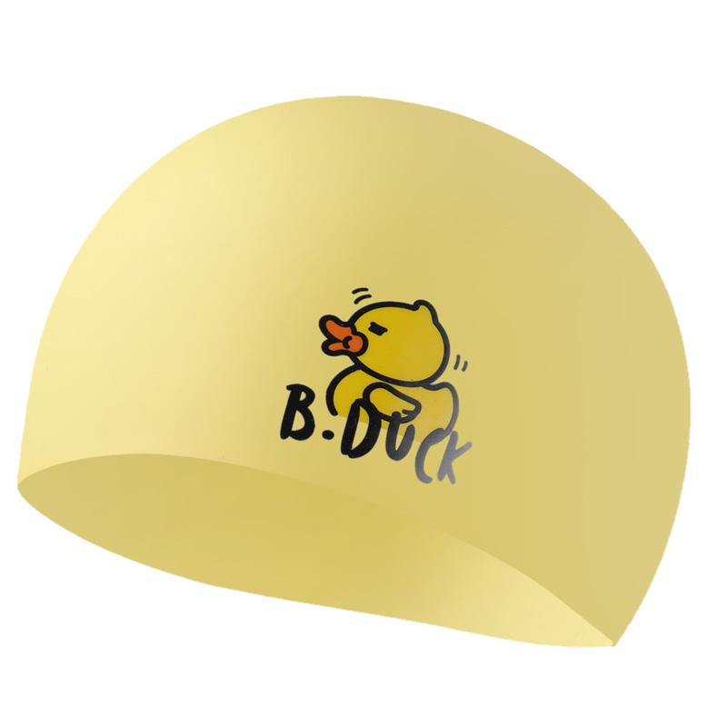 B.Duck小黄鸭硅胶泳帽女长发专用防水护耳不勒头可爱时尚游泳装备