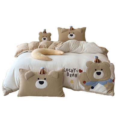 超洋气牛奶绒卡通保暖可爱四件套