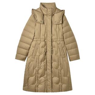 Outlets撤柜正品 RU冬装新款过膝保暖鸭绒外套加长款连帽羽绒服女