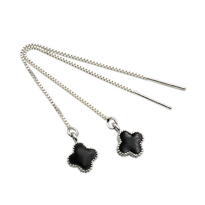 99足银耳线锆钻酷黑长款耳环女