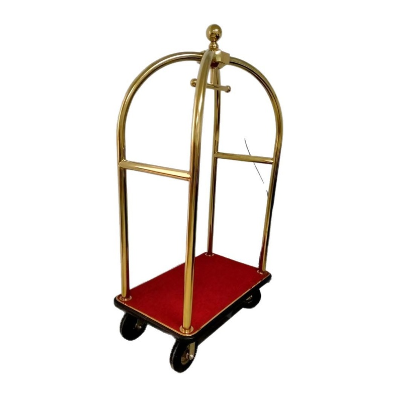 酒店行李车不锈钢静音轮酒店大堂礼宾推车箱包推车服务平板车