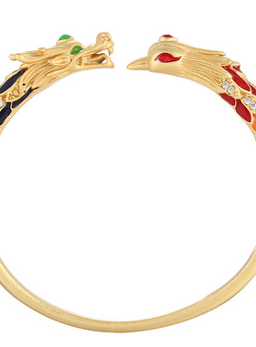 致闺蜜宫廷风女纯铜材质龙凤手镯