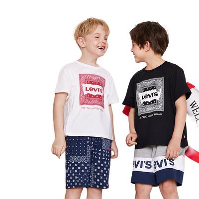 Levi's李维斯童装男童纯棉宽松短袖T恤儿童夏装女童中大童上衣潮