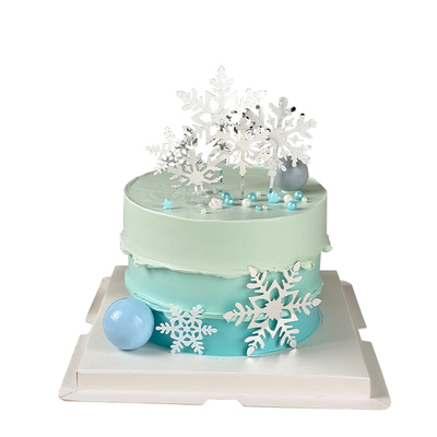 冰雪公主亚克力白色雪花片蛋糕
