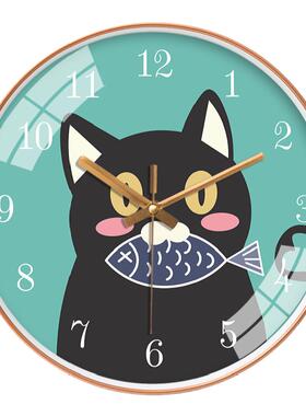 小动物猫咪创意风儿童房静音时钟