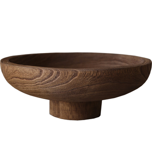 如是/圆形侘寂风木质果盘实木托盘家用零食干果盘民宿水果盘摆件