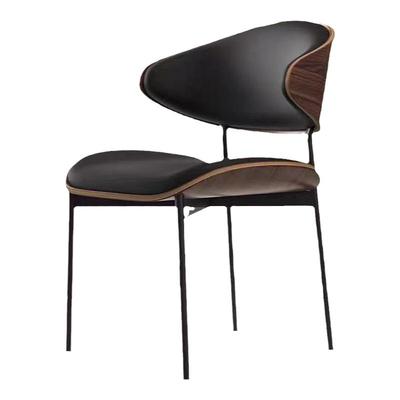 餐椅真皮黑色意式极简