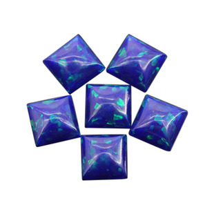 正方直角平底素面人造澳宝OPAL裸石 公主方欧泊石宝石镶耳夹FH09