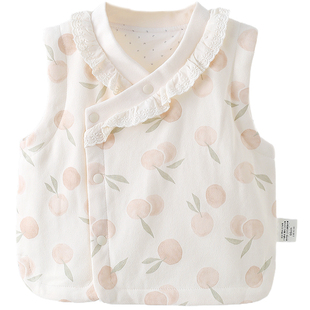 婴儿夹棉马甲秋冬薄棉80g保暖加厚小月龄女宝宝甜美马夹坎肩上衣