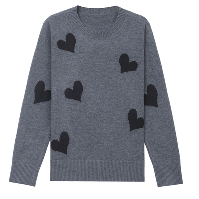 恒源祥通勤爱心羊毛衫女显瘦