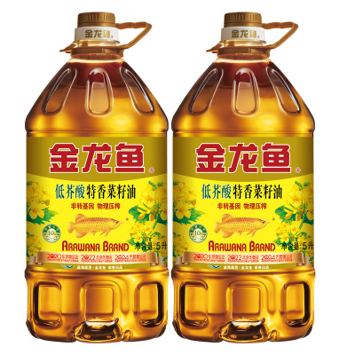 金龙鱼低芥酸特香菜籽油5L*2非转压榨食用油非转基因家用炒菜大桶