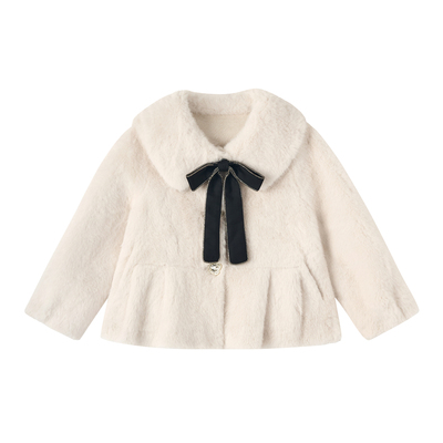 OPCP儿童皮草外套秋冬新款女童仿水貂毛小女孩毛毛大衣金貂绒开衫