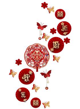 结婚繁花背景墙婚房装饰