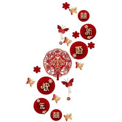 结婚繁花背景墙婚房装饰