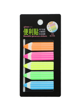 巨门文具塑料pvc荧光色分类标签贴索引贴 透明小便签贴纸带活页孔