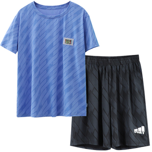 胖童男童速干冰丝短袖套装夏装中大童速干篮球运动服装胖男孩宽松