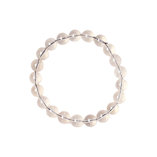 工厂处理 天然水晶银发晶圆珠单圈手链 女款水晶发晶手串饰品礼物