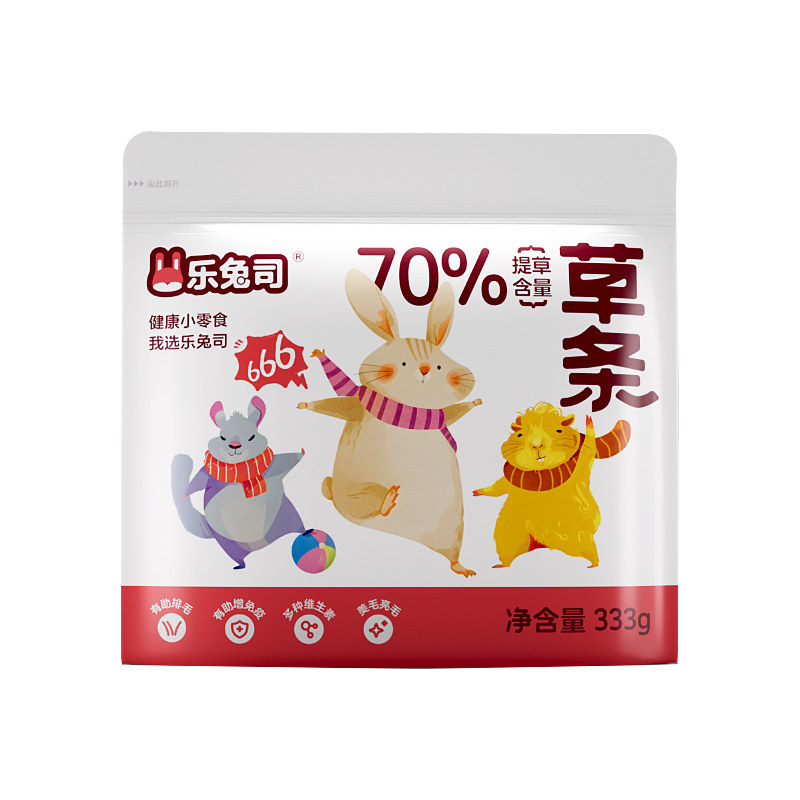 乐兔司666草条lepus小兔子零食龙猫豚鼠荷兰猪提摩西草磨牙棒333g