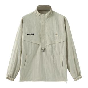 WASSUP字母潮牌半立领男装夹克上衣秋冬季美式街头情侣防水冲锋衣