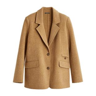 【100%绵羊毛】ELLE法式高级感毛呢外套女2025冬装新款双面呢大衣