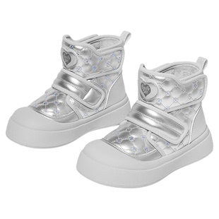 斯纳菲女童雪地靴冬季新款小女孩黑色棉鞋加绒保暖高帮运动鞋