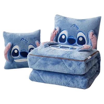 卡通加厚加绒哈喽KT刺绣抱枕被两