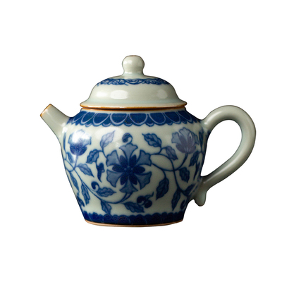 善窑厂手绘青花缠枝莲原矿釉高温