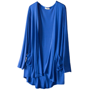 防晒衣女薄款夏中长款百搭针织开衫外套宽松大码莫代尔长袖空调衫