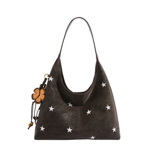 小众星星刺绣托特包女2026新款潮大容量时尚单肩包百搭通勤腋下包
