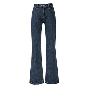 逸阳加绒牛仔裤2025冬季新款大码加厚黑色修身复古微喇休闲女裤子