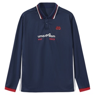 UMAMIISM有茂密声 运动风速干凉感T恤条纹翻领polo衫长袖休闲上衣