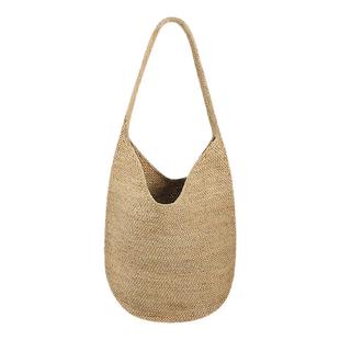 法国Montaigne/蒙田2025拉菲草单肩托特包水桶草编度假海边编织包