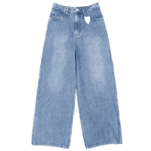 YOUWEI【优惠专属】牛仔直筒裤金属尾夹休闲通勤长裤Y5123303