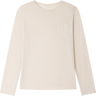 打底衫女内搭亚麻棉天丝可外穿罩衫新款条纹宽松单穿上衣长袖t恤