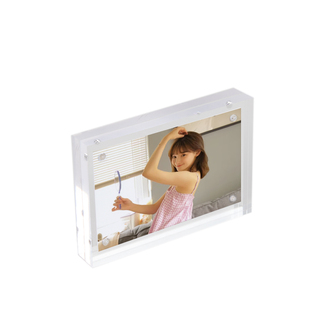 亚克力磁吸相框照片摆台A4强磁台卡台签水晶卡砖展示架双面透明立牌A5台牌定制磁吸桌牌广告牌价格表桌面摆台