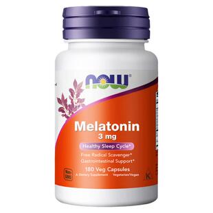 Now Foods褪黑素胶囊3mg退黑素睡眠健康周期松果体睡觉180粒诺奥