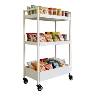 小推车置物架可移动书架滑轮收纳架宜搁物家花架加厚款车间工具车